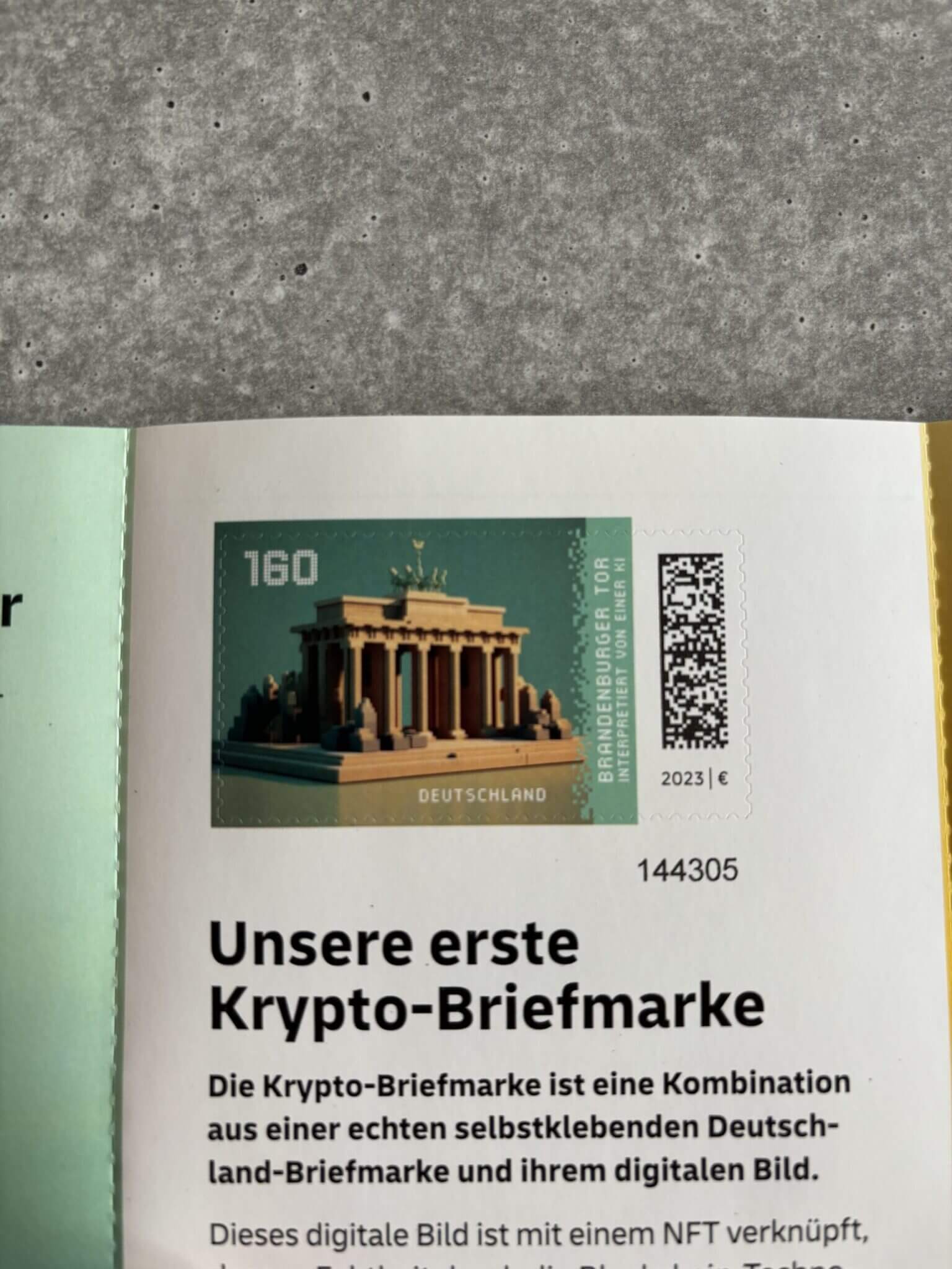 Krypto-Briefmarke I – Brandenburger Tor (Germany)