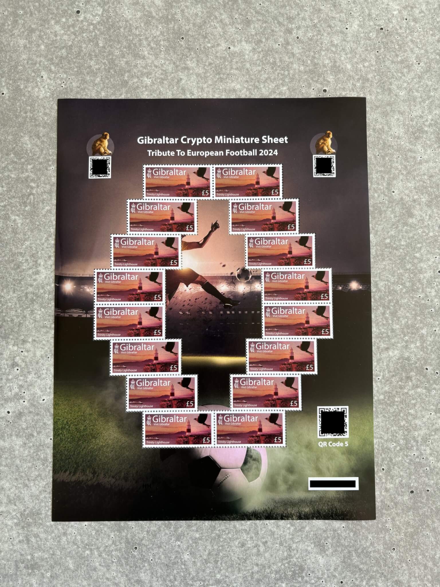 Gibraltar Crypto Miniature Sheet – Tribute to European Football 2024 (Gibraltar)
